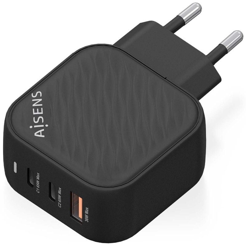 Carregador de Parede Gan Aisens Asch-65w3p027-bk / 2xusb Type-c / 1xusb / 65W