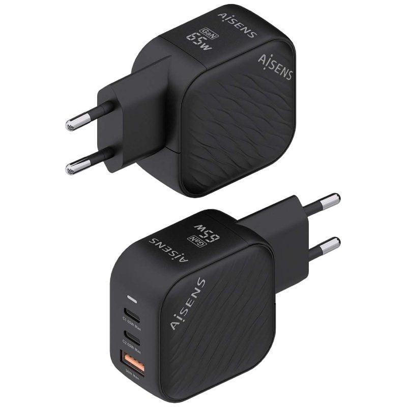 Carregador de Parede Gan Aisens Asch-65w3p027-bk / 2xusb Type-c / 1xusb / 65W
