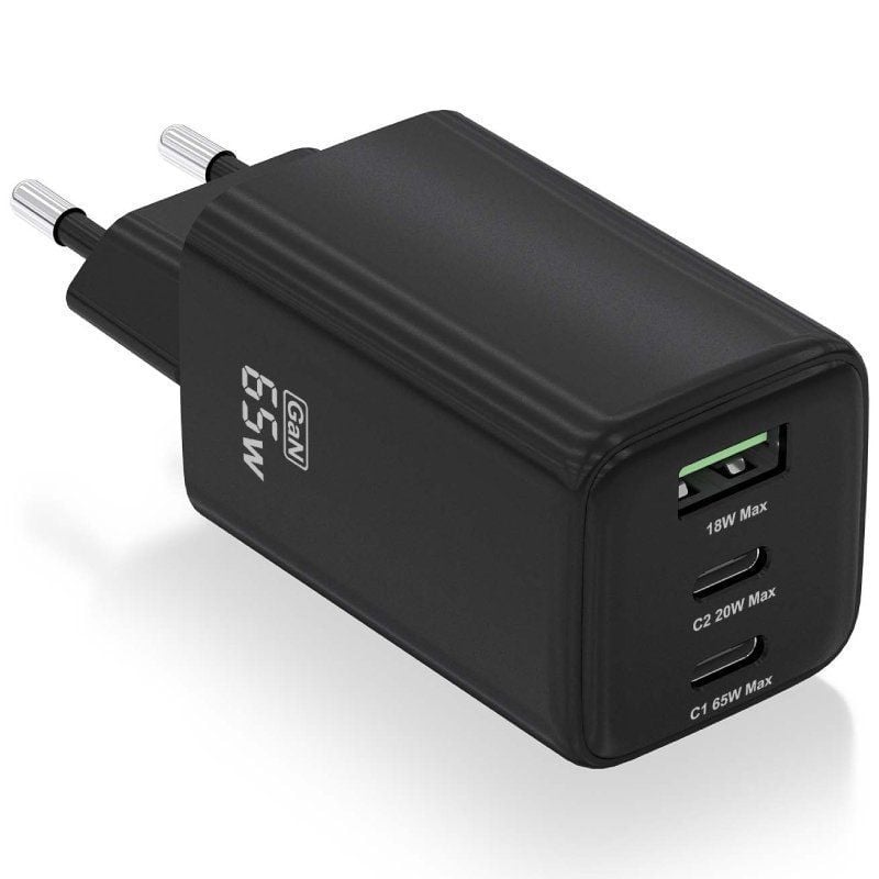Carregador de Parede Gan Aisens Asch-65w3p042-bk / 2xusb Type-c / 1xusb / 65W