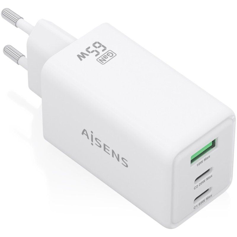 Carregador de Parede Gan Aisens Asch-65w3p072-w / 2xusb Type-c / 1xusb / 65W / Branco
