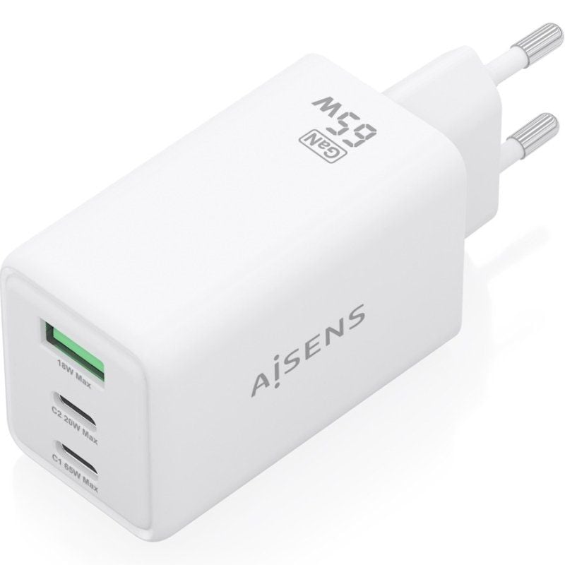 Carregador de Parede Gan Aisens Asch-65w3p072-w / 2xusb Type-c / 1xusb / 65W / Branco