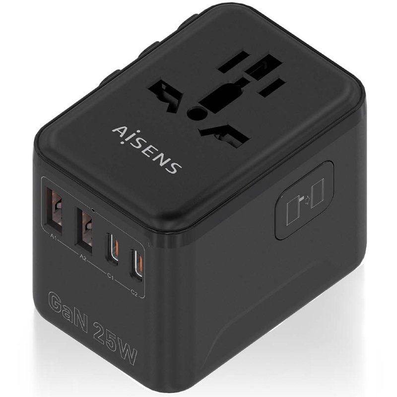 Aisens Asps-2a2c08-bk Carregador de Parede Universal de Viagem Gan / Tomada de Alimentação Universa…