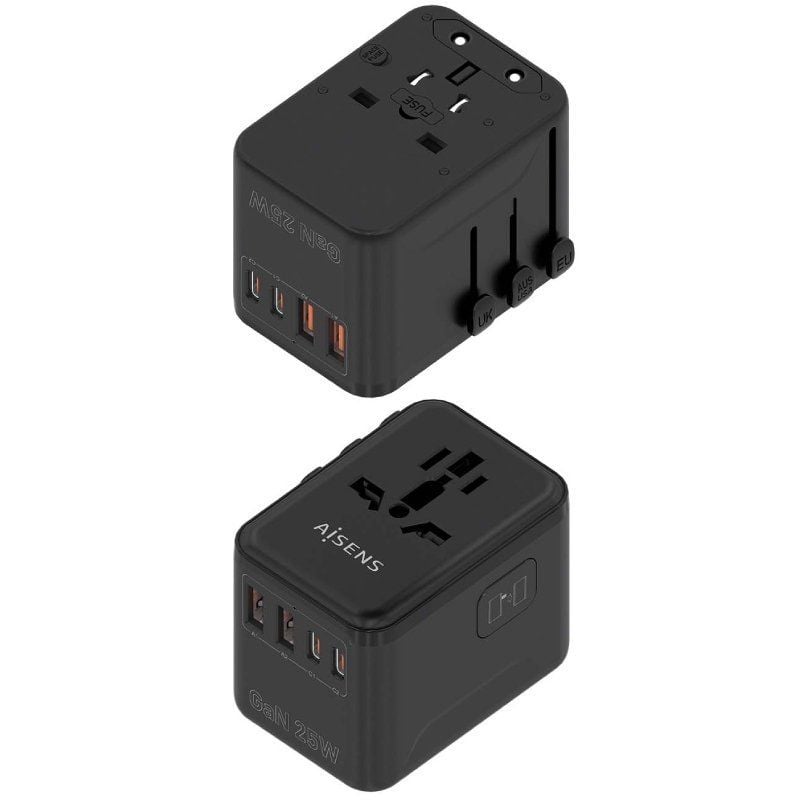 Aisens Asps-2a2c08-bk Carregador de Parede Universal de Viagem Gan / Tomada de Alimentação Universa…