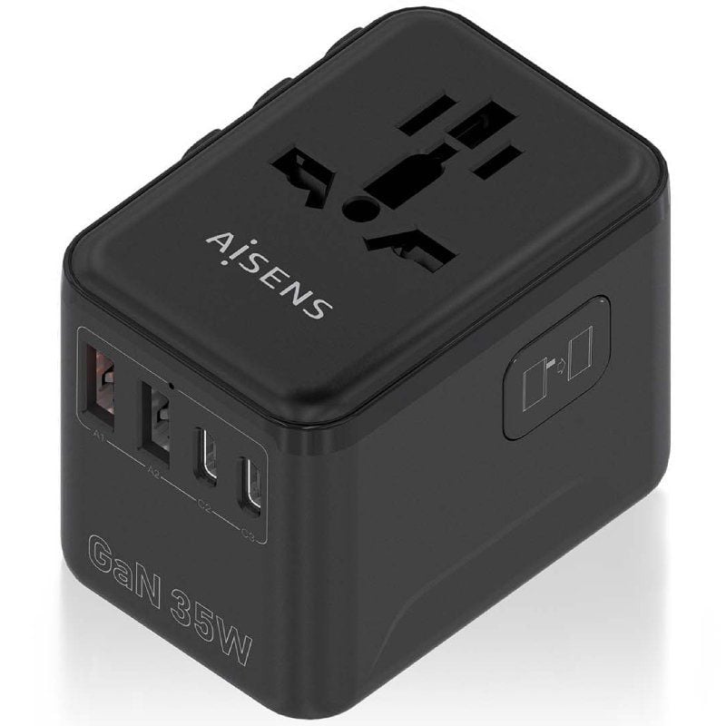 Aisens Asps-2a3c09-bk Carregador de Parede Universal Gan para Viagem / Tomada de Alimentação Univer…