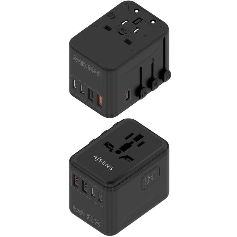 Aisens Asps-2a3c09-bk Carregador de Parede Universal Gan para Viagem / Tomada de Alimentação Univer…