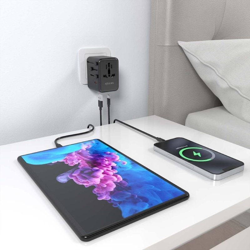 Aisens Asps-2a3c09-bk Carregador de Parede Universal Gan para Viagem / Tomada de Alimentação Univer…