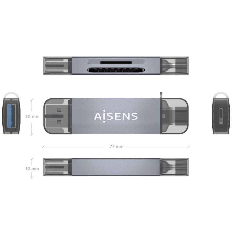 Leitor de Cartões Externo Aisens Ascr-2ac08-gr / USB 3.1