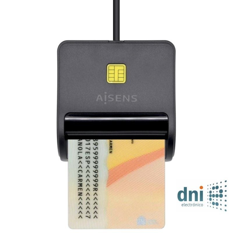 Leitor de Cartões de Identificação Aisens Ascr-sn01-bk / USB 2.0 / Preto
