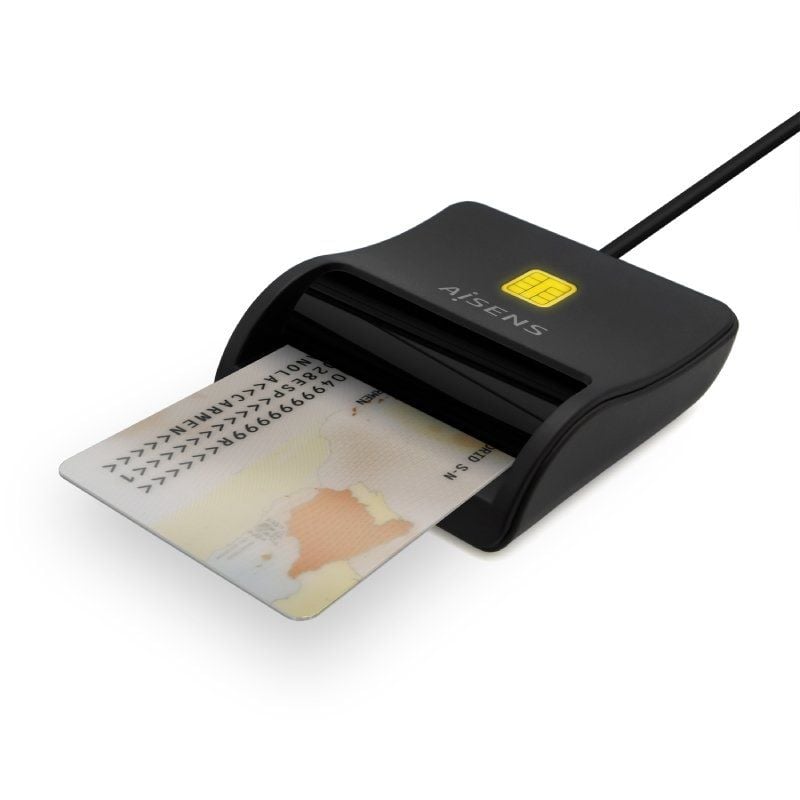 Leitor de Cartões de Identificação USB Tipo C Aisens Ascr-sn03c-bk / USB Tipo C / Preto