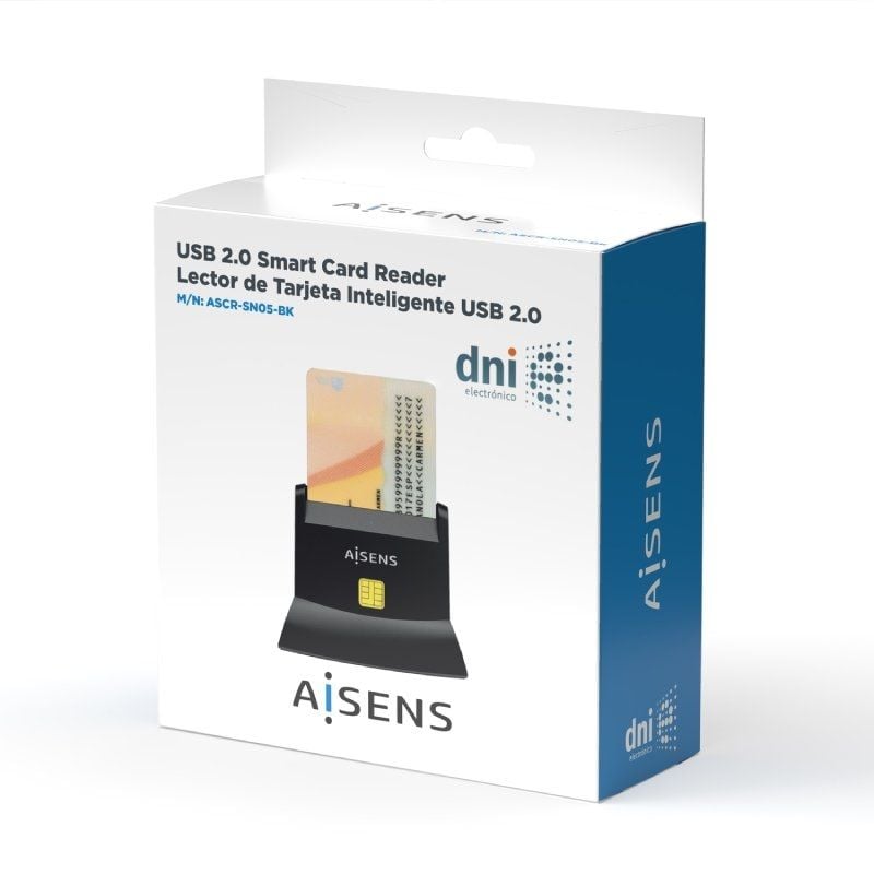 Leitor de Cartões e BI Aisens Ascr-sn05-bk / USB 2.0 / Preto