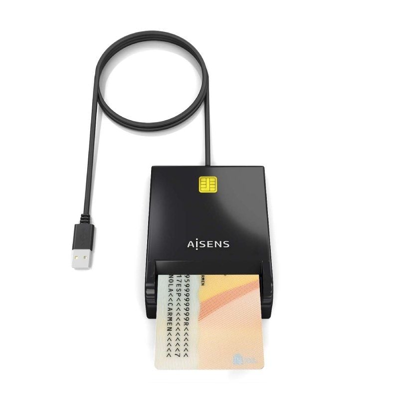 Leitor de Cartões e BI Aisens Ascr-sn06-bk / USB 2.0 / Preto