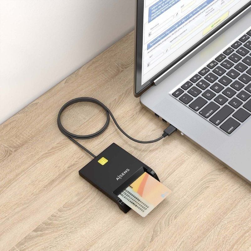 Leitor de Cartões e BI Aisens Ascr-sn06-bk / USB 2.0 / Preto