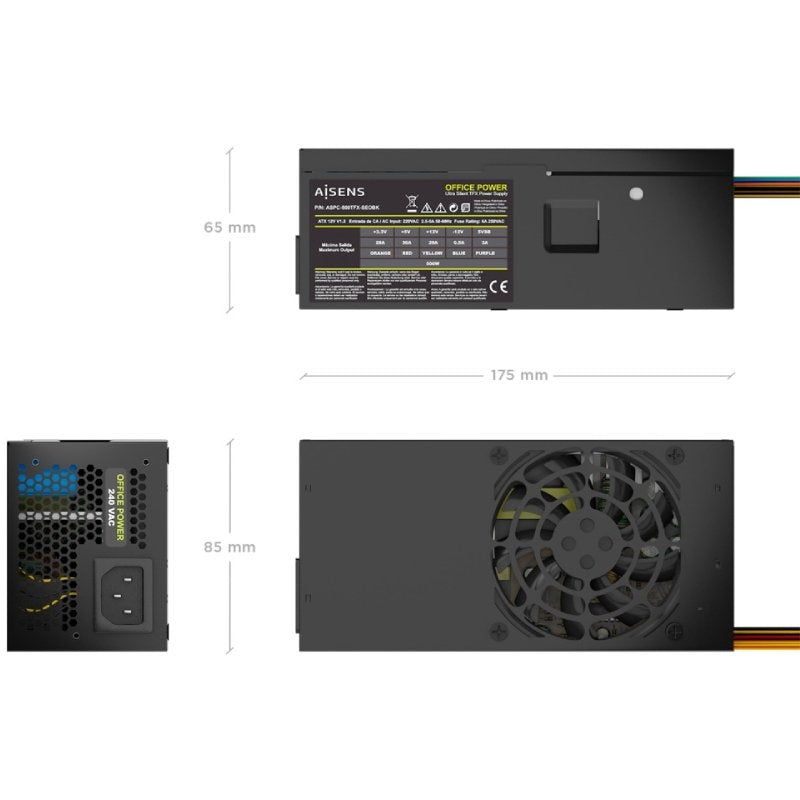 Fonte de Alimentação TFX Aisens Aspc-500tfx-seobk / 500 W / Ventilador de 8 Cm