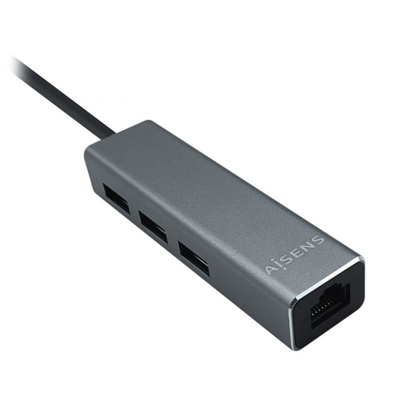 Hub USB 3.0 Aisens A106-0401 / 3xusb / 1xrj45 / Cinzento