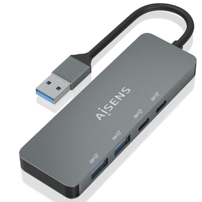 Concentrador USB 3.2 Aisens A106-0696 / 2xusb / 2xusb Type-c / Cinzento