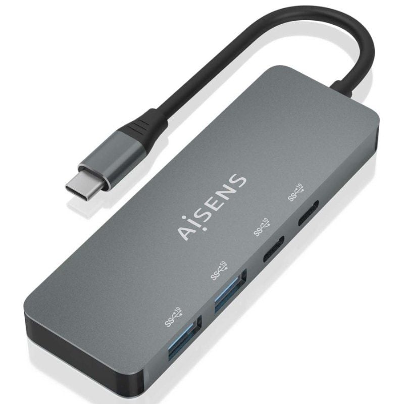 Concentrador USB Tipo C Aisens A109-0694 / 2xusb / 2xusb Tipo C / Cinzento