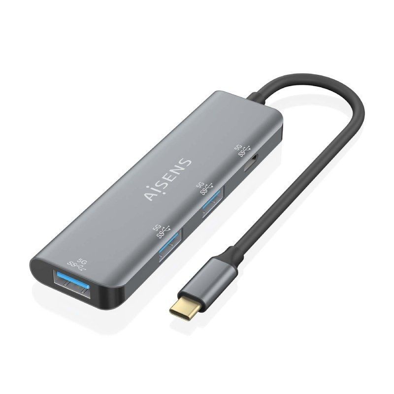 Concentrador USB Tipo C Aisens A109-0762 / 3xusb / 1xusb Tipo C / Cinzento