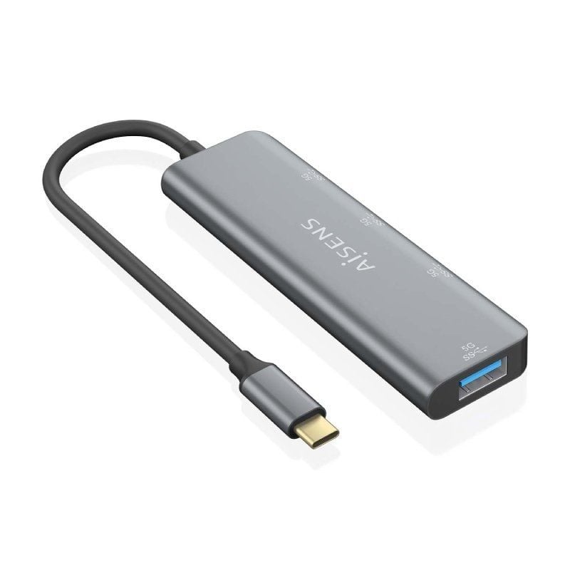 Concentrador USB Tipo C Aisens A109-0762 / 3xusb / 1xusb Tipo C / Cinzento