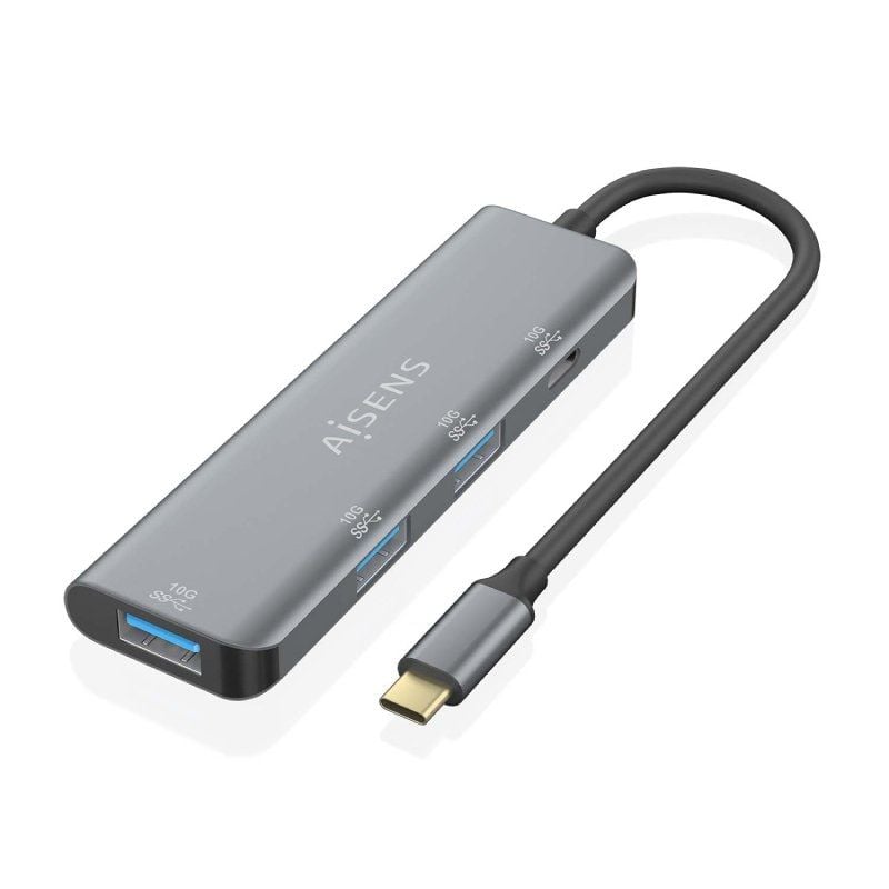 Concentrador USB Tipo C Aisens A109-0764 / 3xusb / 1xusb Tipo C / Cinzento
