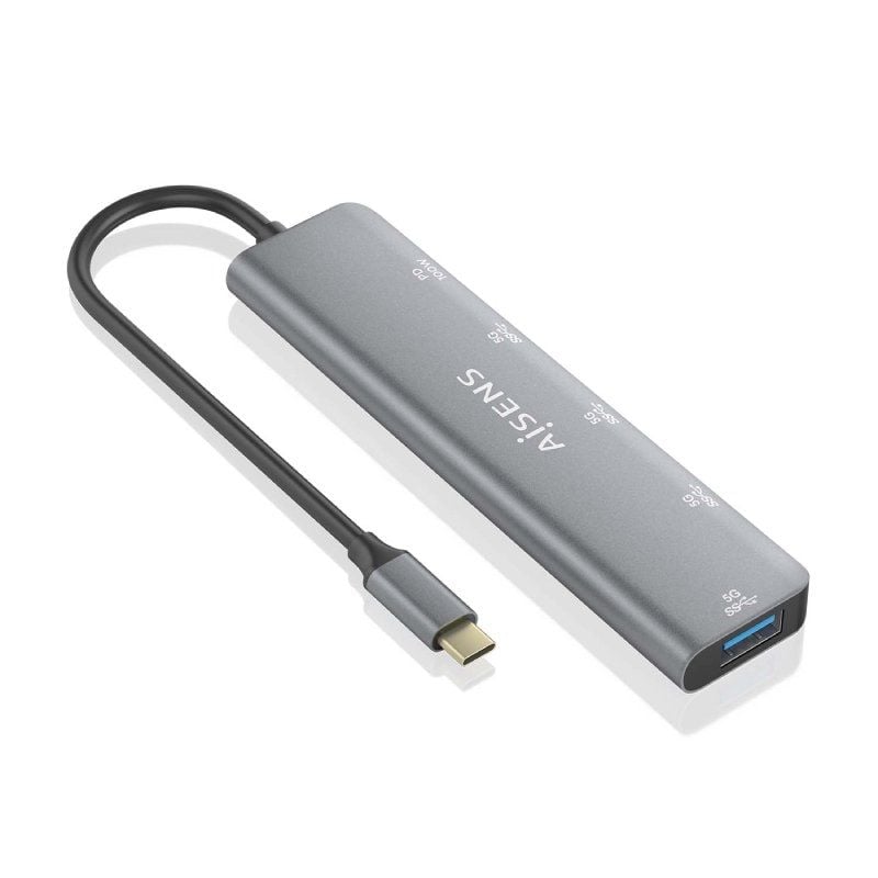 Concentrador USB Tipo C Aisens A109-0857 / 3xusb / 1xusb Tipo C / 1xusb Tipo C PD / Cinzento