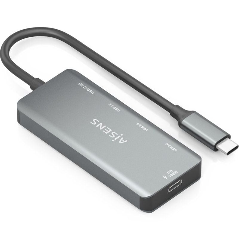 Concentrador USB Tipo C Aisens A109-0945 / 3xusb / 1xusb Tipo C / 1xusb Tipo C PD / Cinzento