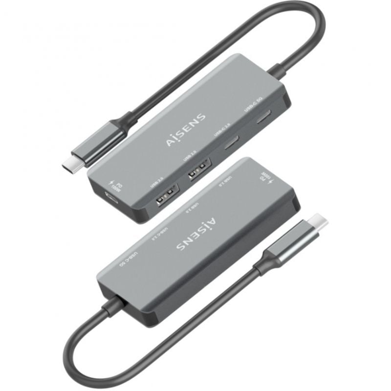 Concentrador USB Tipo C Aisens A109-0946 / 2xusb / 2xusb Tipo C / 1xusb Tipo C PD / Cinzento
