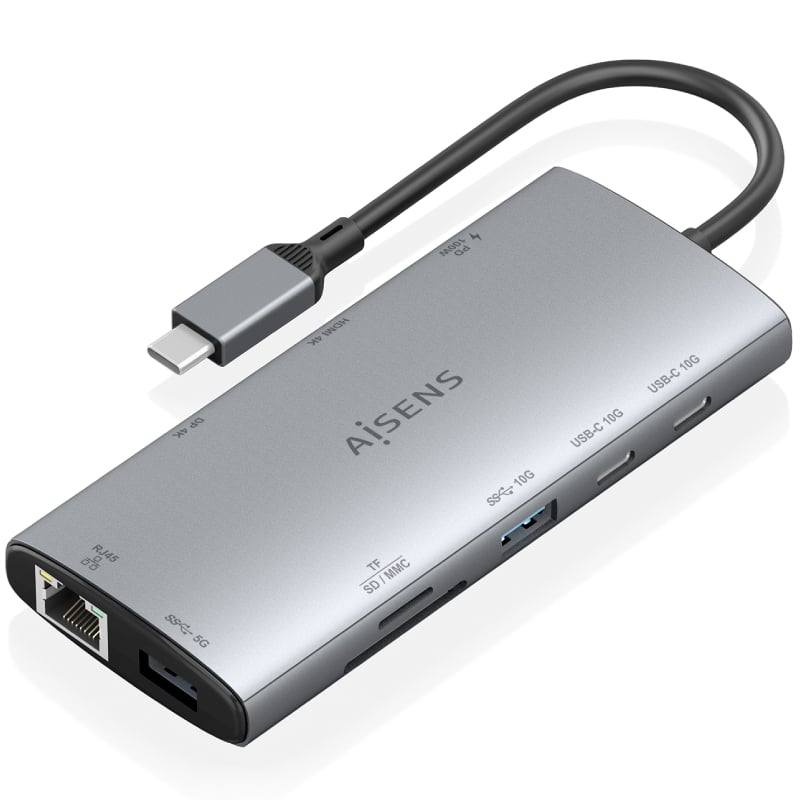 Estação de Ligação USB Tipo C Aisens Asuc-10p050-gr / 1xdisplayport / 1xhdmi 4K / 1xrj45 / 2xusb /…
