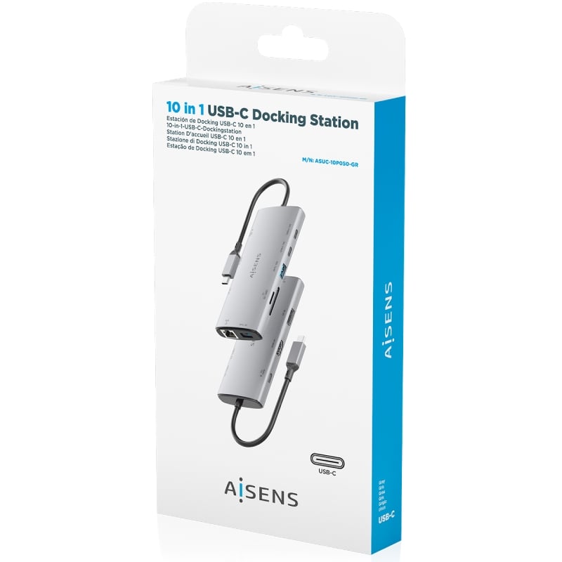Estação de Ligação USB Tipo C Aisens Asuc-10p050-gr / 1xdisplayport / 1xhdmi 4K / 1xrj45 / 2xusb /…