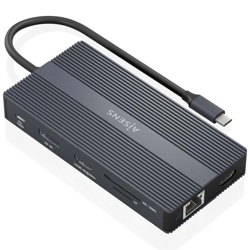 Base de Ligação USB Tipo C Aisens Asuc-12p017-gr / 2xhdmi / 4xusb / 1xusb Tipo C / 1xrj45 / 1xdispl…