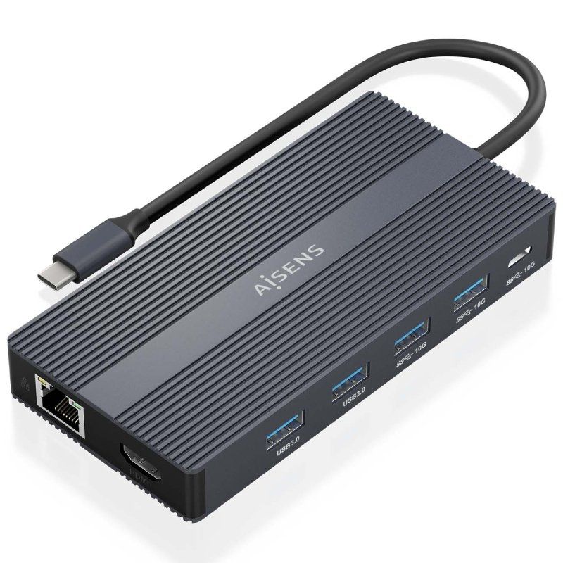 Base de Ligação USB Tipo C Aisens Asuc-12p017-gr / 2xhdmi / 4xusb / 1xusb Tipo C / 1xrj45 / 1xdispl…