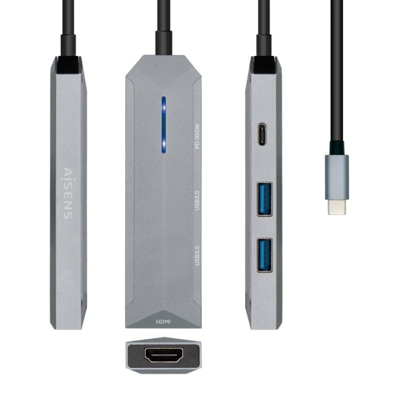Base de Ligação USB Tipo C Aisens Asuc-4p002-gr / 1xhdmi 4K / 2xusb / 1xusb Tipo C PD / Cinzento