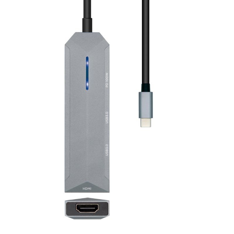Base de Ligação USB Tipo C Aisens Asuc-4p002-gr / 1xhdmi 4K / 2xusb / 1xusb Tipo C PD / Cinzento
