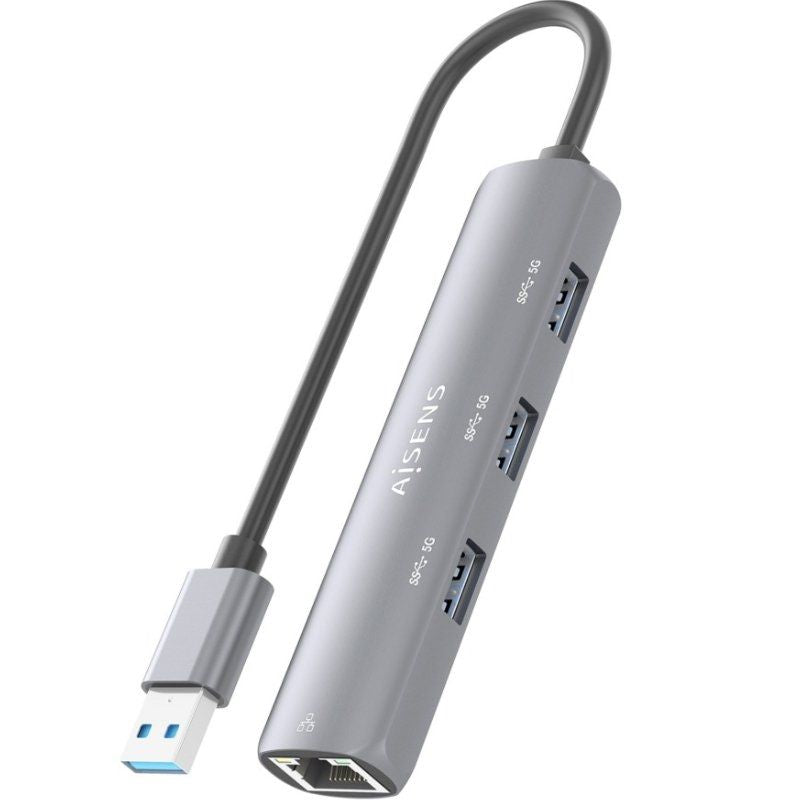 Concentrador USB Aisens Asuc-4p034-gr / 3xusb / 1xrj45 / Cinzento