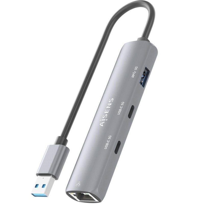 Concentrador USB Aisens Asuc-4p036-gr / 2xusb Tipo C / 1xusb / 1xrj45 / Cinzento