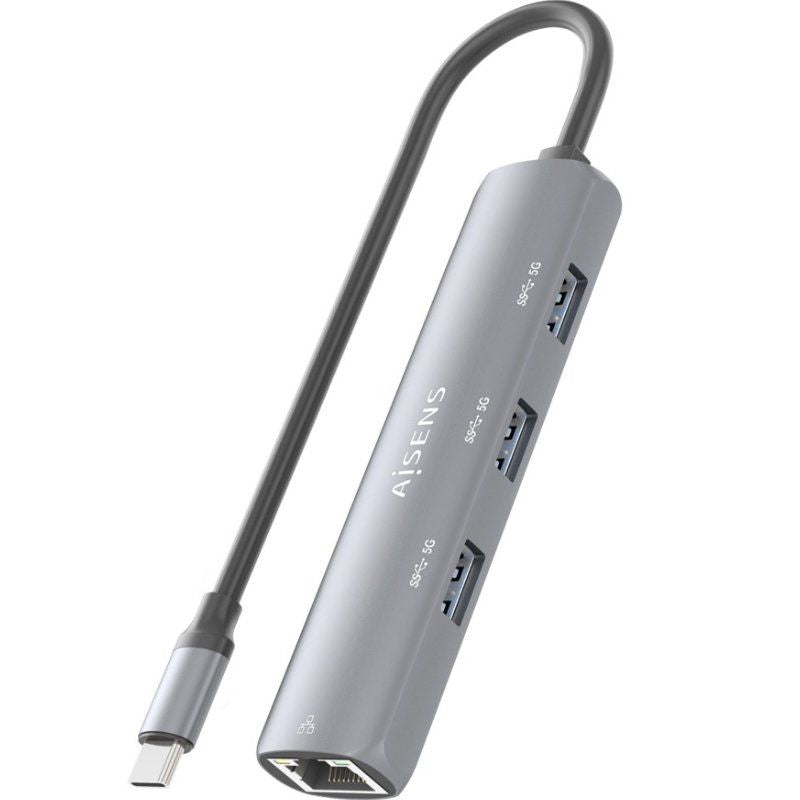 Concentrador USB Tipo C Aisens Asuc-4p038-gr / 3xusb / 1xrj45 / Cinzento