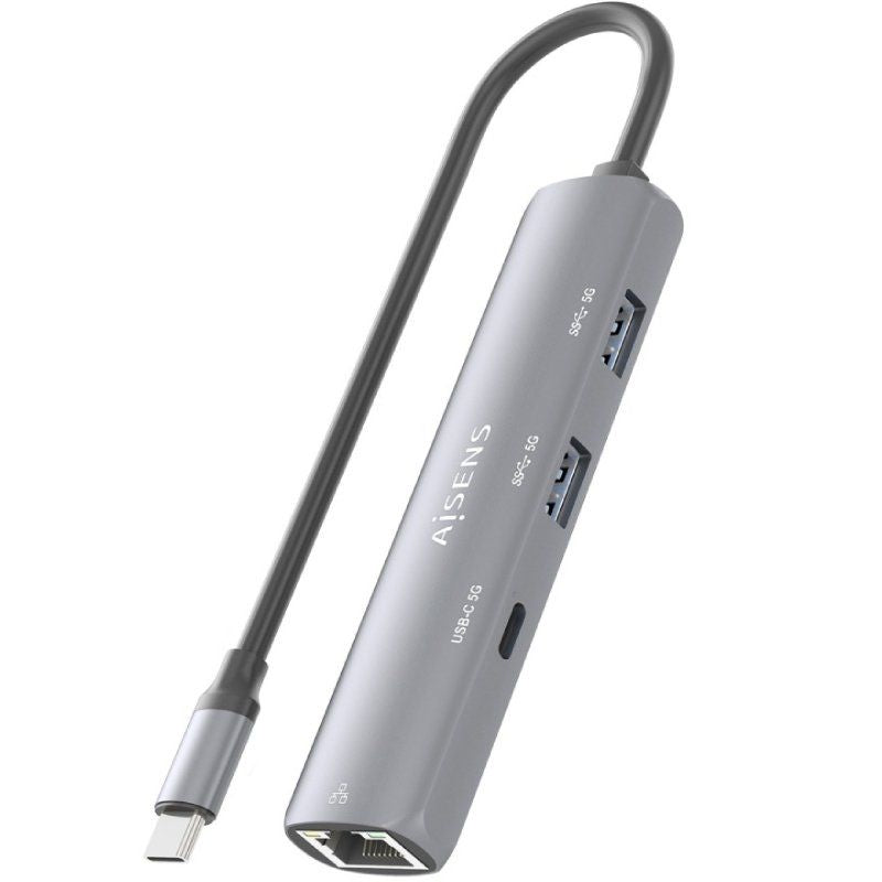 Concentrador USB Tipo C Aisens Asuc-4p038-gr / 1xusb Tipo C / 2xusb / 1xrj45 / Cinzento