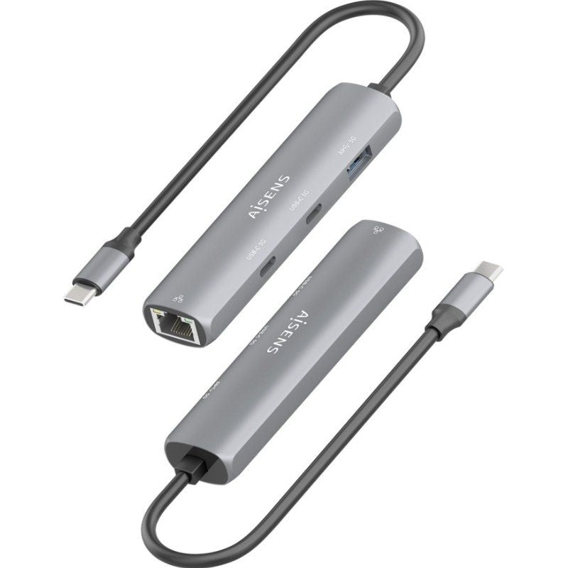Concentrador USB Tipo C Aisens Asuc-4p040-gr / 2xusb Tipo C / 1xusb / 1xrj45 / Cinzento