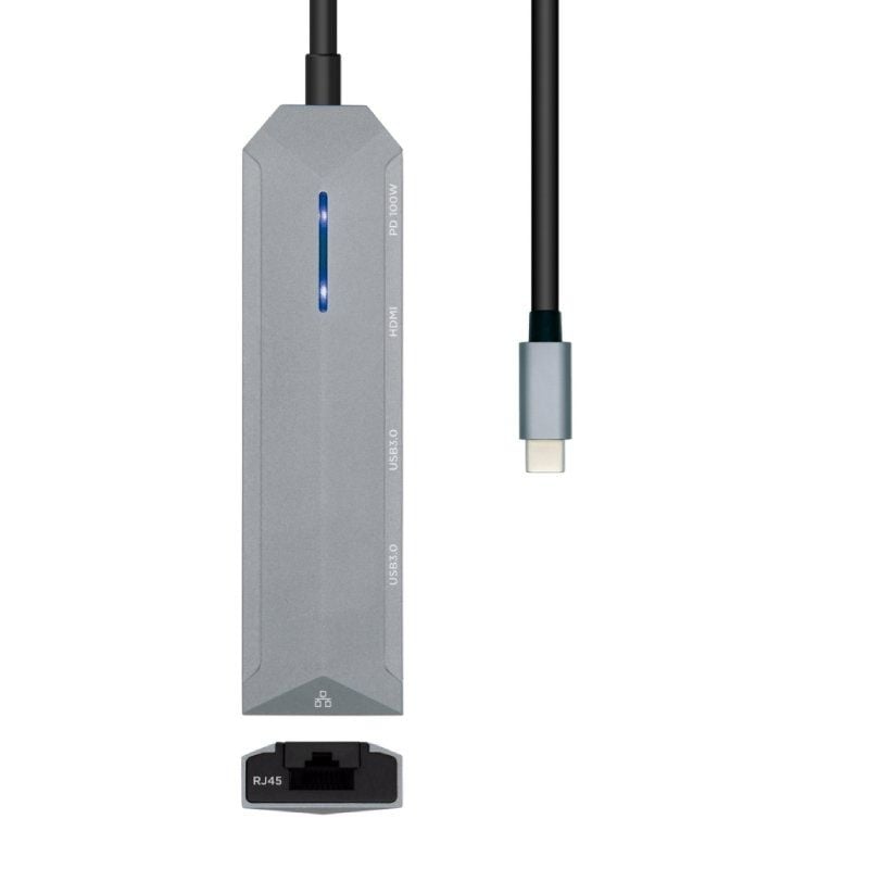Base de Ligação USB Tipo C Aisens Asuc-5p003-gr / 1xhdmi / 2xusb / 1xrj45 / 1xusb Tipo C PD / Cinze…