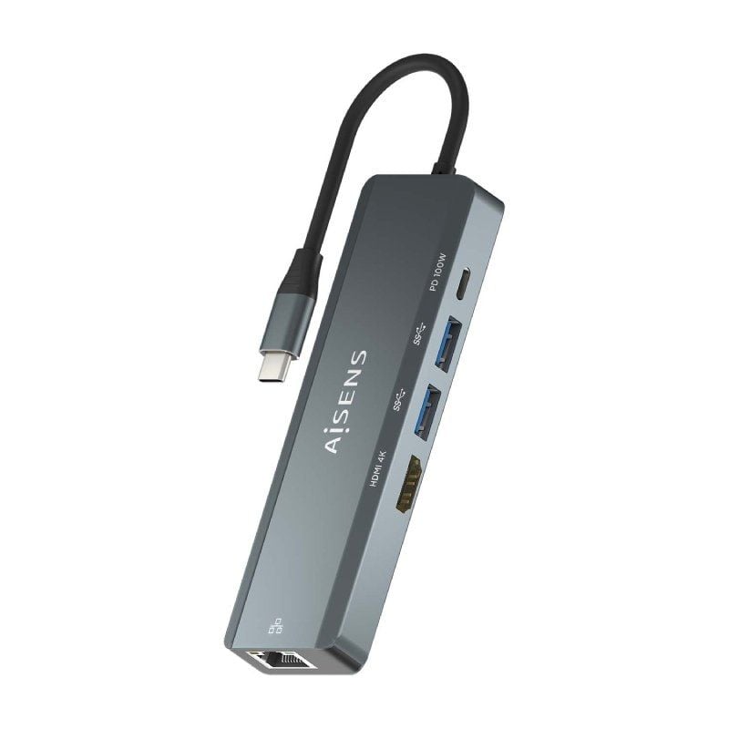 Base de Ligação USB Tipo C Aisens Asuc-5p011-gr / 1xhdmi / 2xusb / 1xrj45 / 1xusb Tipo C / 1xusb Ti…