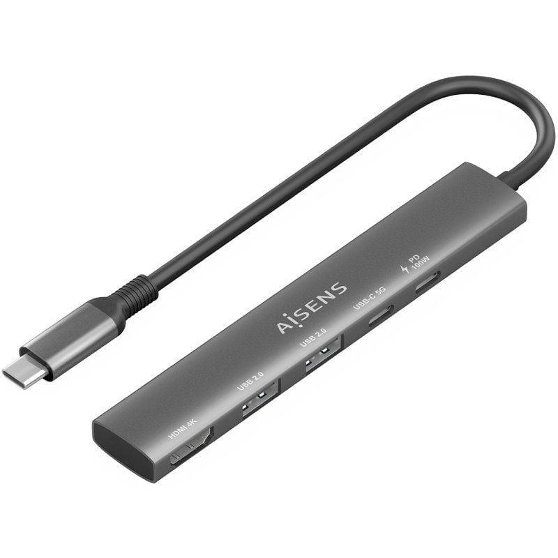 Base de Ligação USB Tipo C Aisens Asuc-5p022-gr / 1xhdmi / 2xusb / 1xusb Tipo C / 1xusb Tipo C PD /…