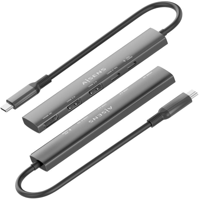 Base de Ligação USB Tipo C Aisens Asuc-5p022-gr / 1xhdmi / 2xusb / 1xusb Tipo C / 1xusb Tipo C PD /…