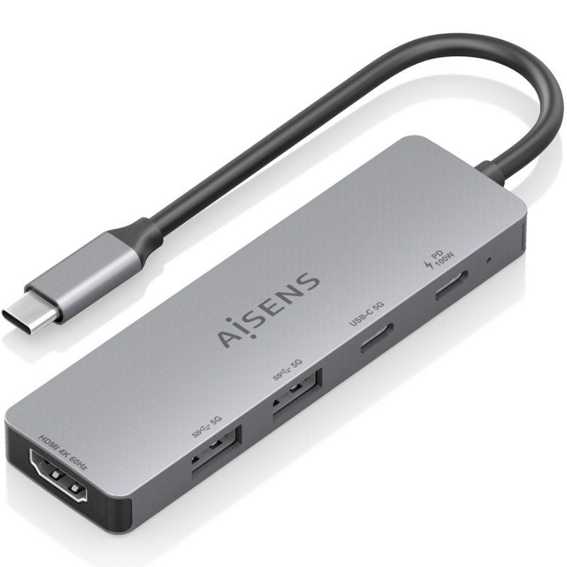 Base de Ligação USB Tipo C Aisens Asuc-5p028-gr / 1xhdmi / 2xusb / 2xusb Tipo C / 1xusb Tipo C PD /…