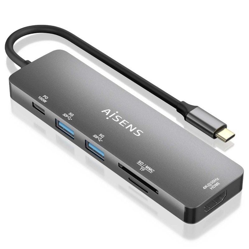 Base de Ligação USB Tipo C Aisens Asuc-6p016-gr / 1xhdmi / 2xusb / 1xleitor de Cartões / 1xusb Tipo…