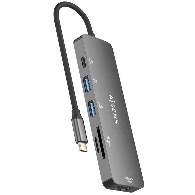 Base de Ligação USB Tipo C Aisens Asuc-6p016-gr / 1xhdmi / 2xusb / 1xleitor de Cartões / 1xusb Tipo…