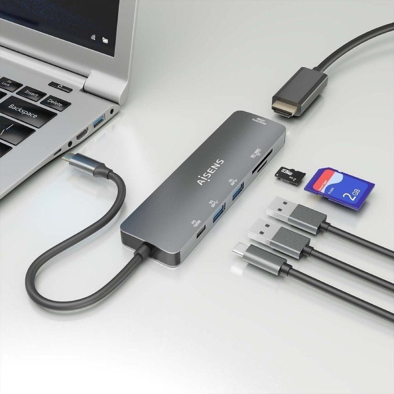 Base de Ligação USB Tipo C Aisens Asuc-6p016-gr / 1xhdmi / 2xusb / 1xleitor de Cartões / 1xusb Tipo…