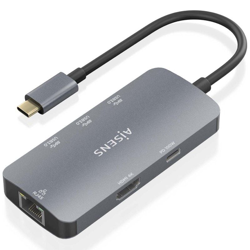 Base de Ligação USB Tipo C Aisens Asuc-6p019-gr / 1xhdmi / 3xusb / 1xrj45 / 1xusb Tipo C PD / Cinze…