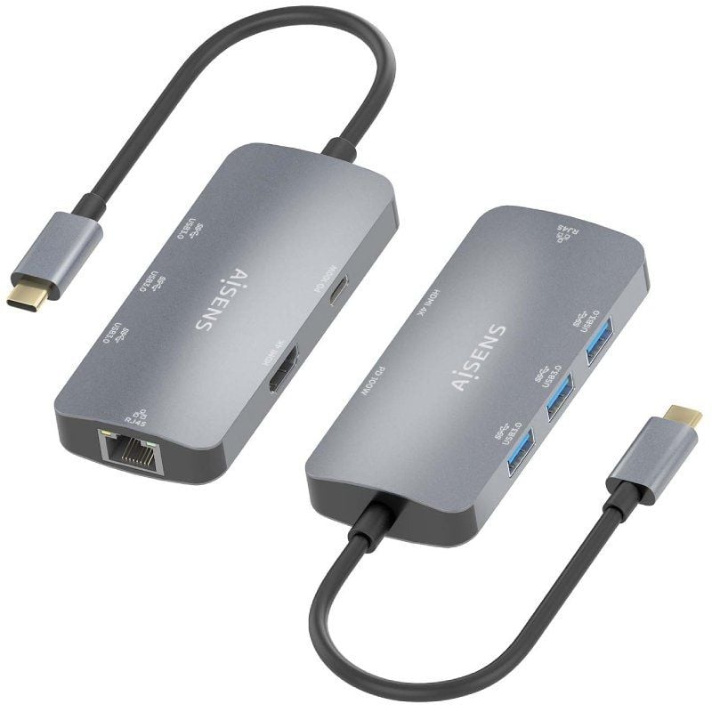 Base de Ligação USB Tipo C Aisens Asuc-6p019-gr / 1xhdmi / 3xusb / 1xrj45 / 1xusb Tipo C PD / Cinze…