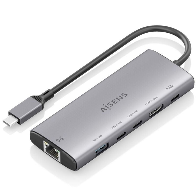 Base de Ligação USB Tipo C Aisens Asuc-6p030-gr / 1xhdmi / 1xusb / 2xusb Tipo C / 1xrj45 / 1xusb Ti…