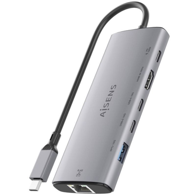 Base de Ligação USB Tipo C Aisens Asuc-6p030-gr / 1xhdmi / 1xusb / 2xusb Tipo C / 1xrj45 / 1xusb Ti…