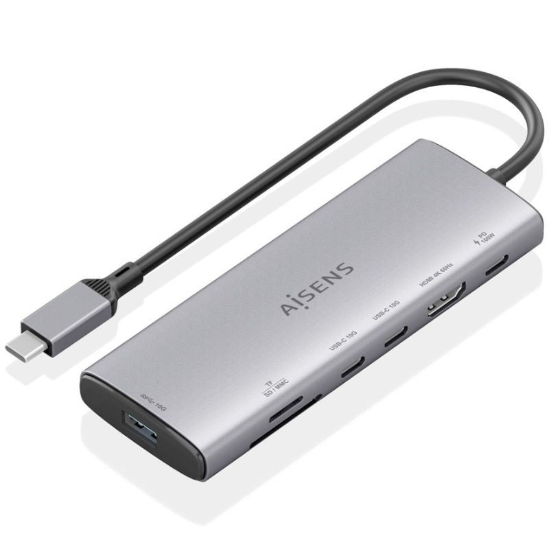 Base de Ligação USB Tipo C Aisens Asuc-7p031-gr / 1xhdmi / 1xusb / 2xusb Tipo C / 1xleitor de Cartõ…